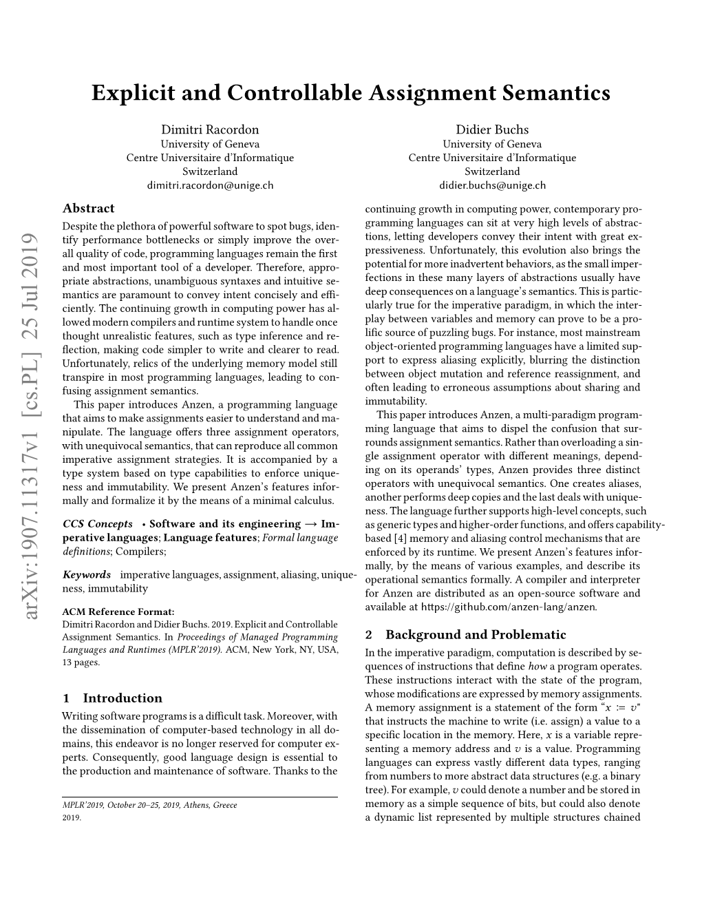 Explicit and Controllable Assignment Semantics