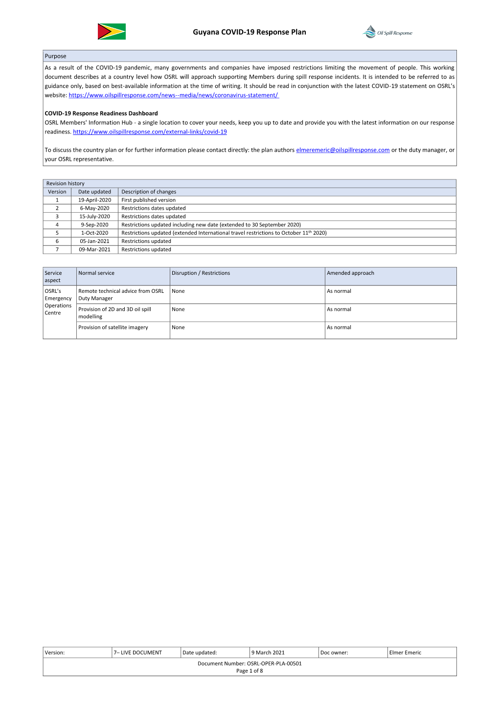 Guyana COVID-19 Response Plan