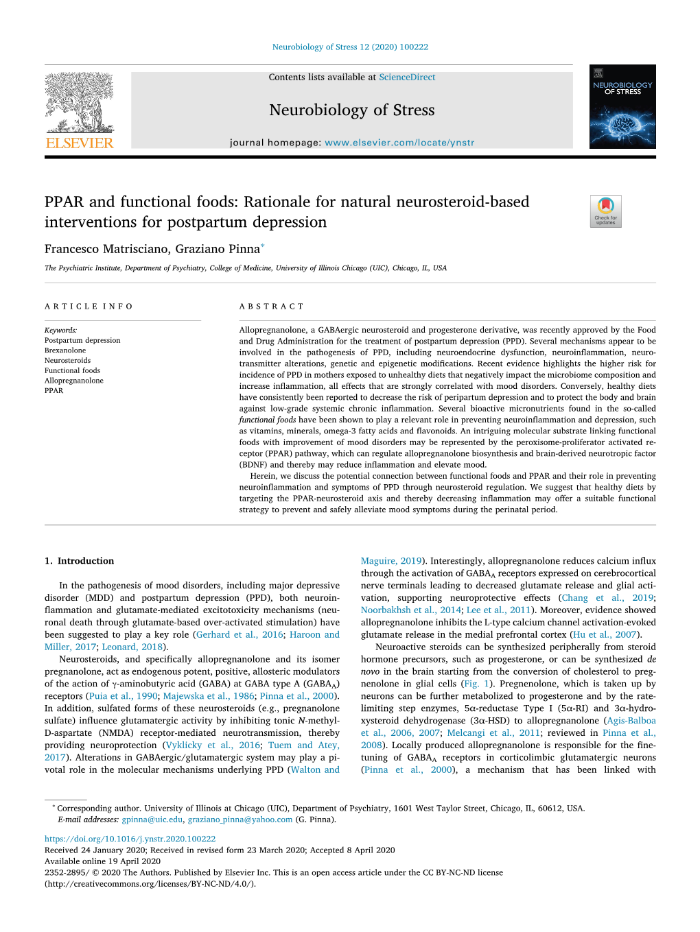 PPAR and Functional Foods Rationale for Natural Neurosteroid