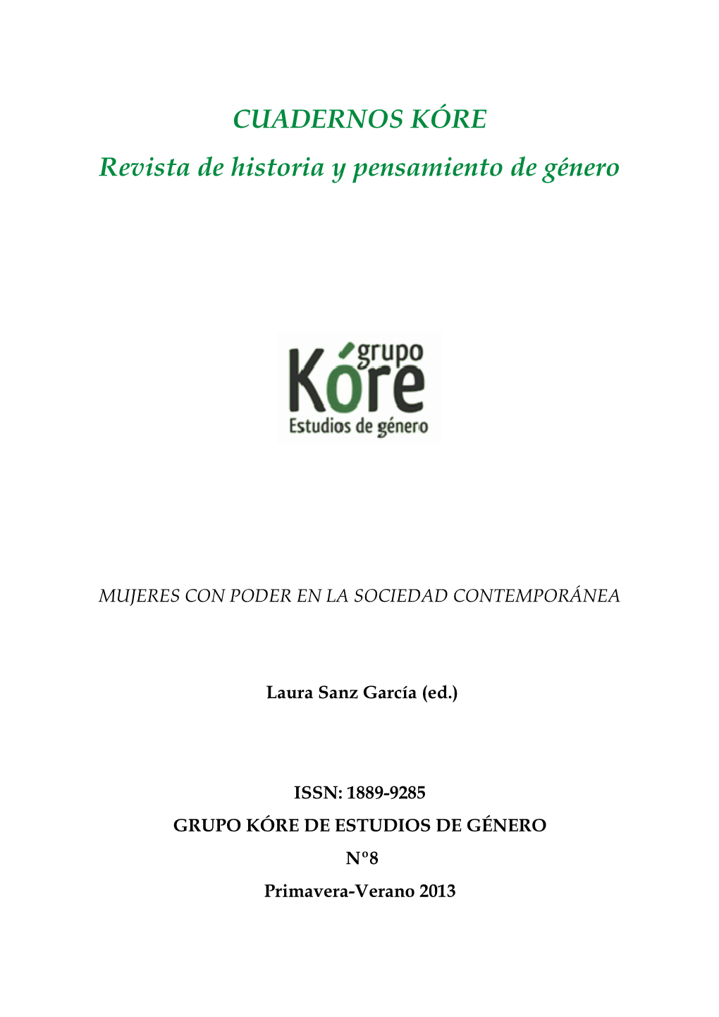 CUADERNOS KÓRE Revista De Historia Y Pensamiento De Género