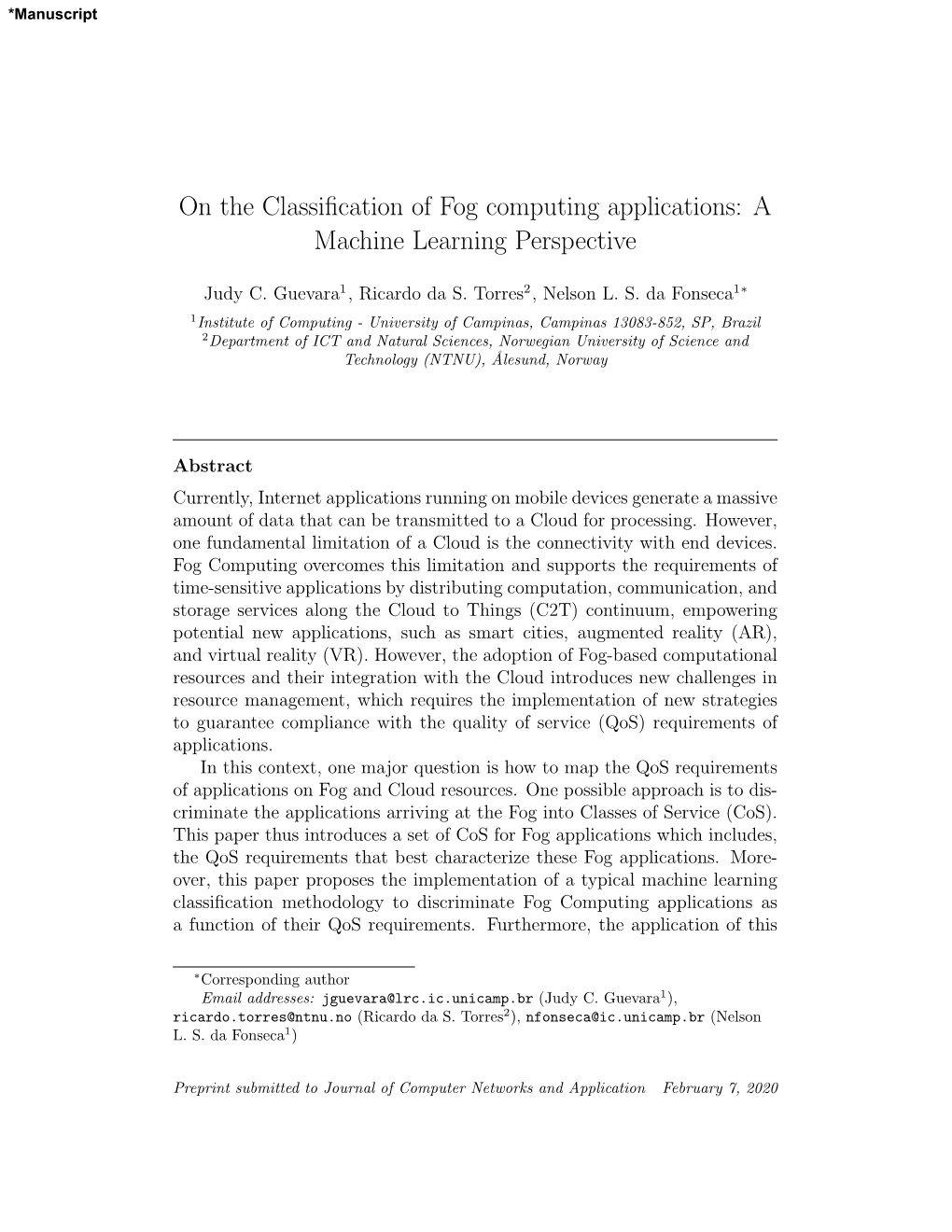 On the Classification of Fog Computing Applications: a Machine Learning Perspective”