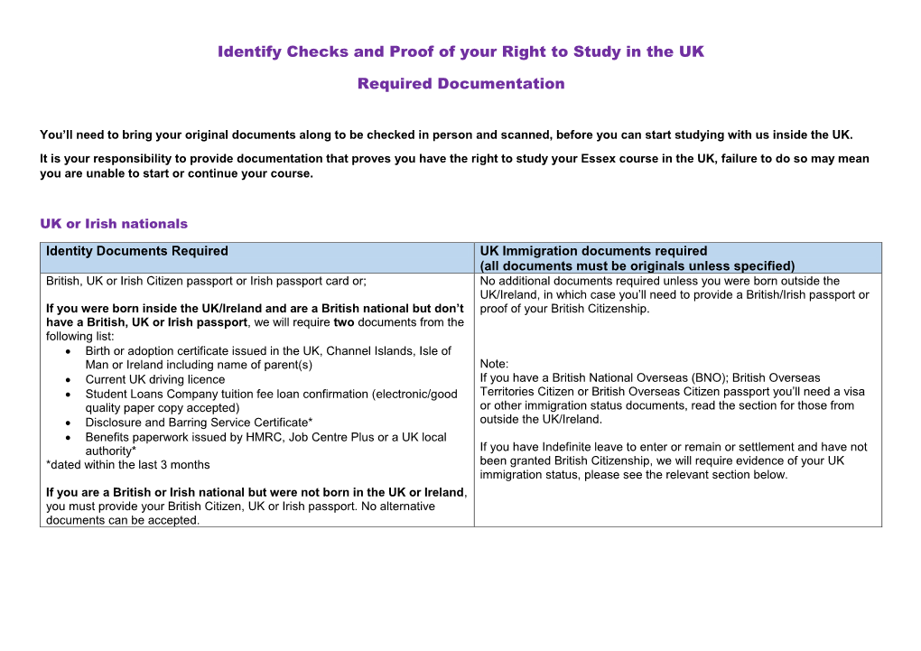 Identify Checks and Proof of Your Right to Study in the UK Required