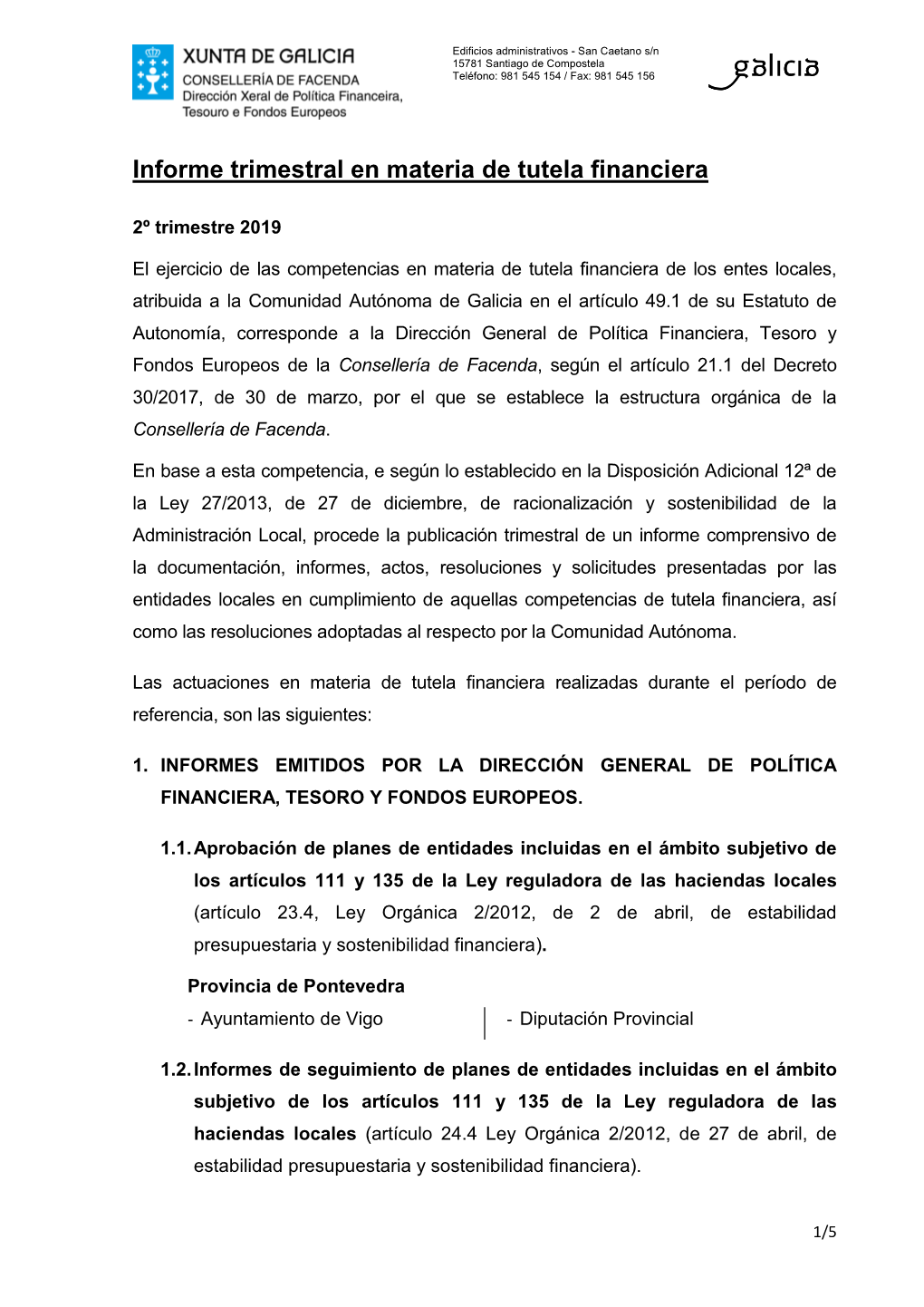 Informe Trimestral En Materia De Tutela Financiera