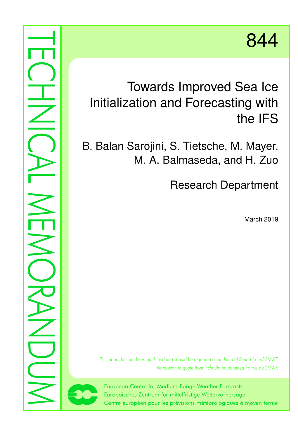 Towards Improved Sea Ice Initialization and Forecasting with the IFS