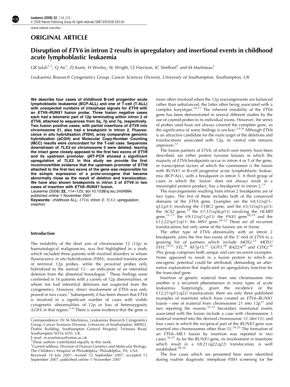 Disruption of ETV6 in Intron 2 Results in Upregulatory and Insertional Events in Childhood Acute Lymphoblastic Leukaemia