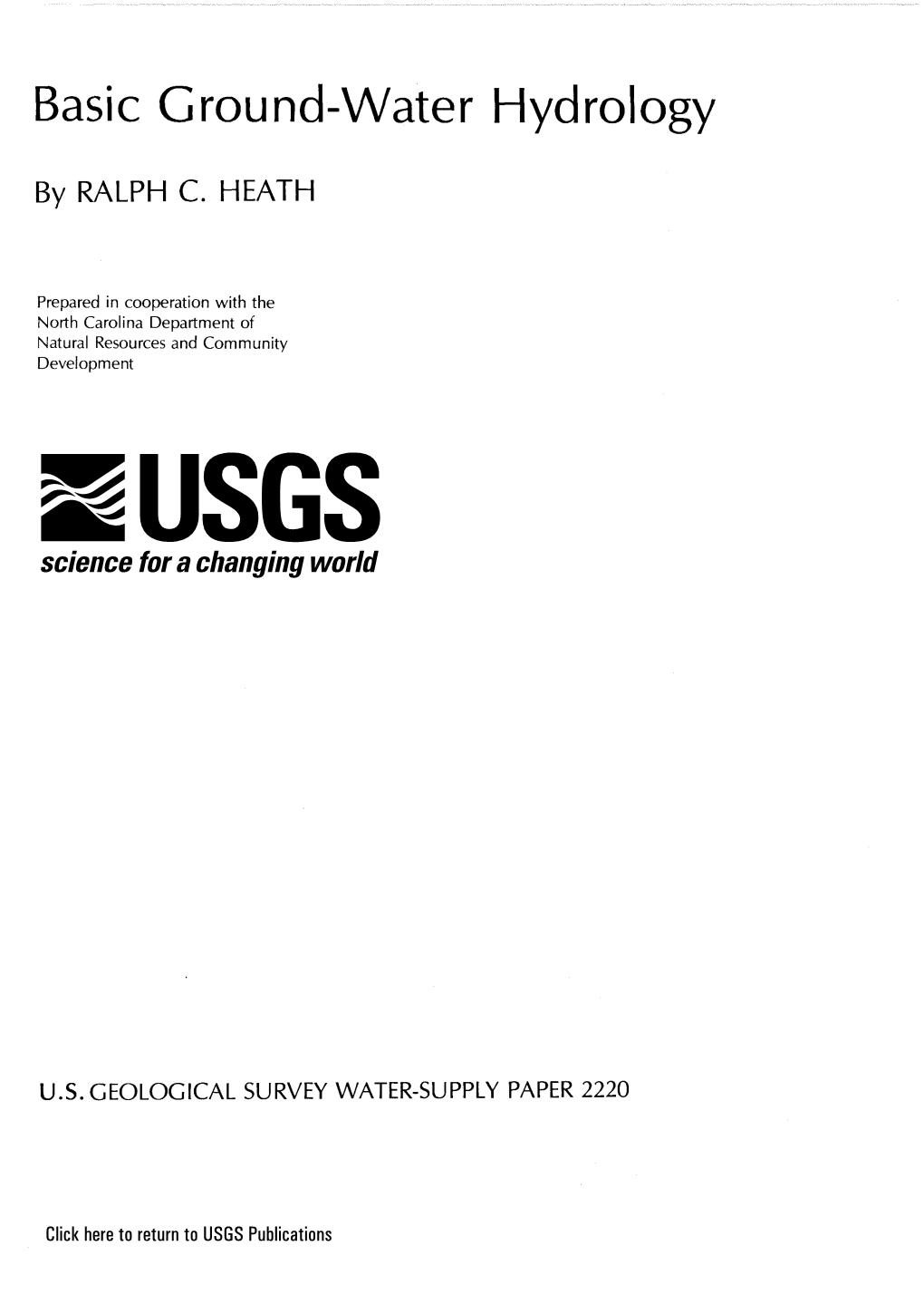 Basic Ground-Water Hydrology