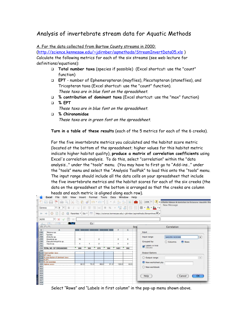 For the Chironomid Data Only, Calculate the Mean and Standard Deviation Each Site (Riffle