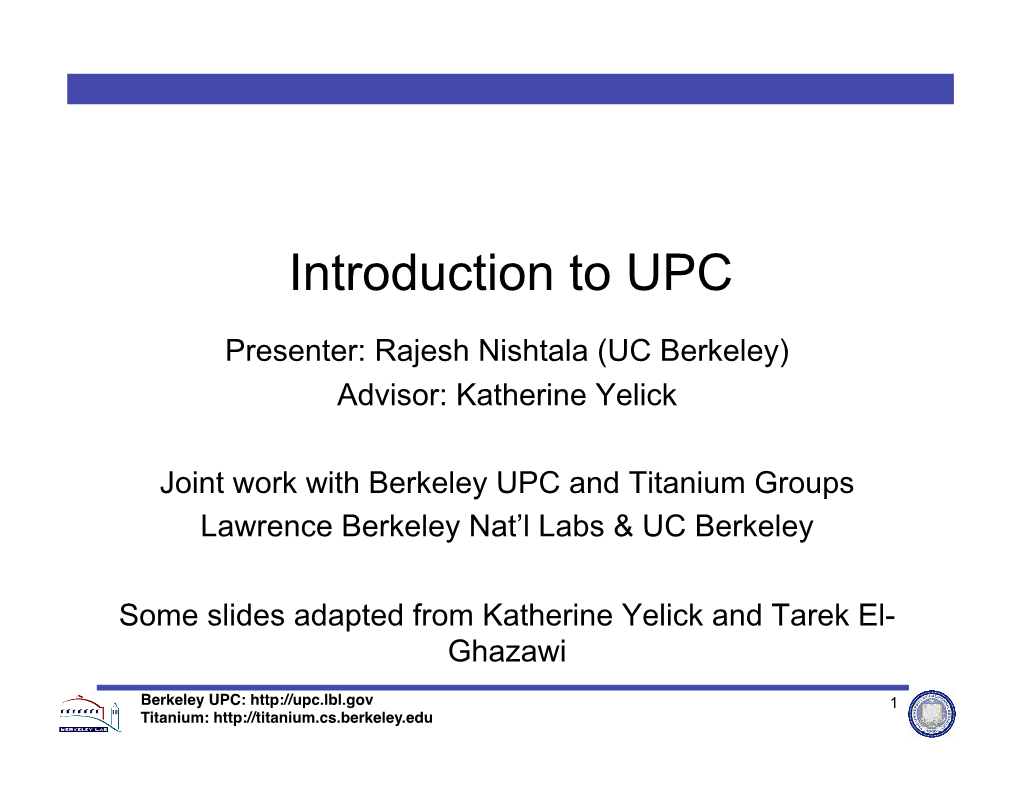 Introduction to UPC