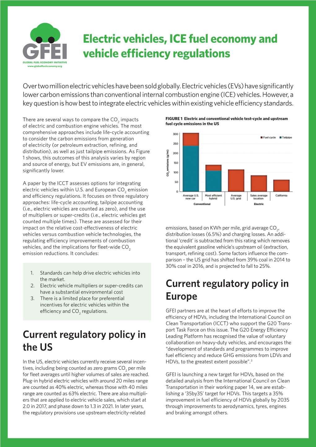 Electric Vehicles, ICE Fuel Economy and Vehicle Efficiency Regulations