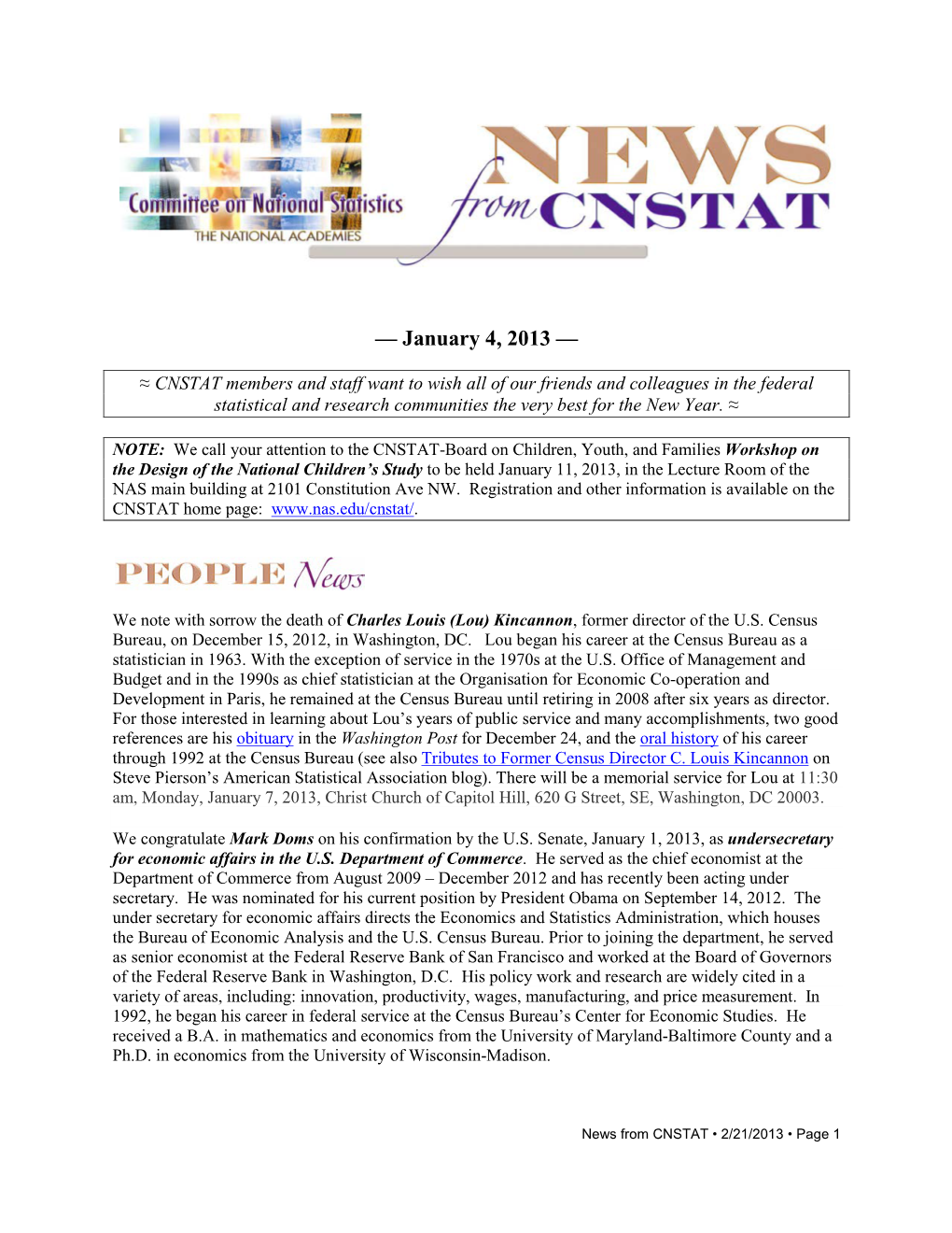 CNSTAT News 2013