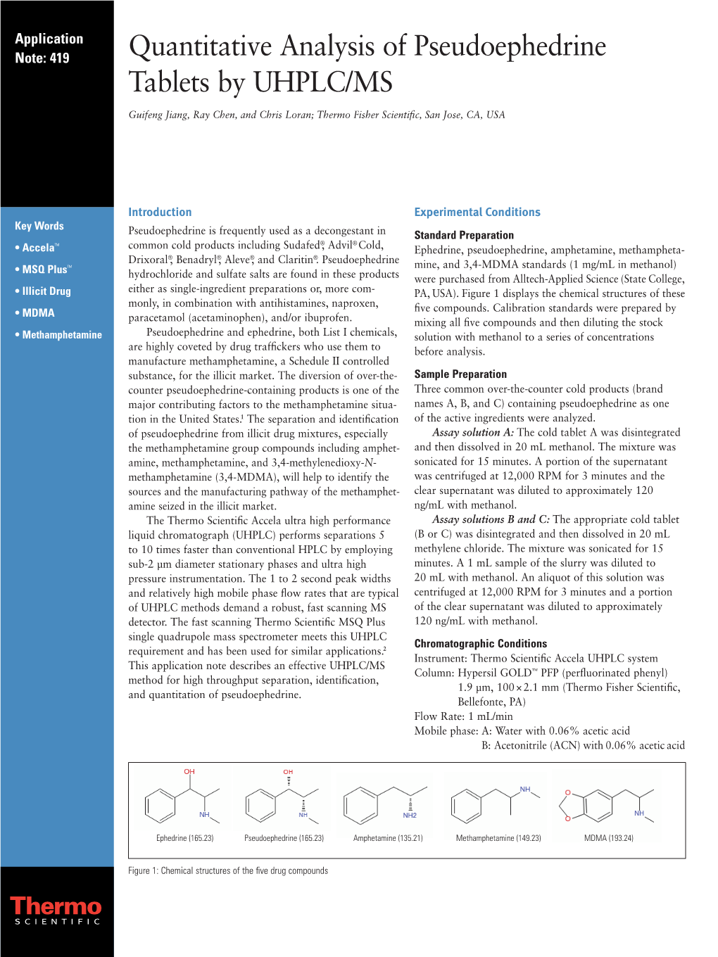 Quantitative Analysis of Pseudoephedrine Tablets by UHPLC/MS