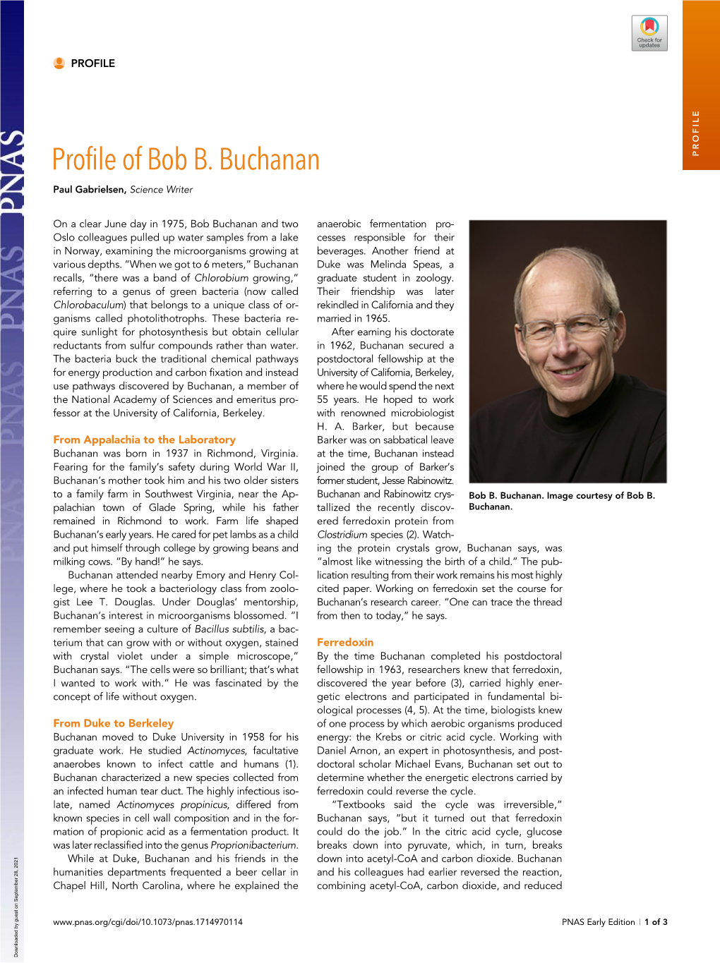 Profile of Bob B. Buchanan PROFILE