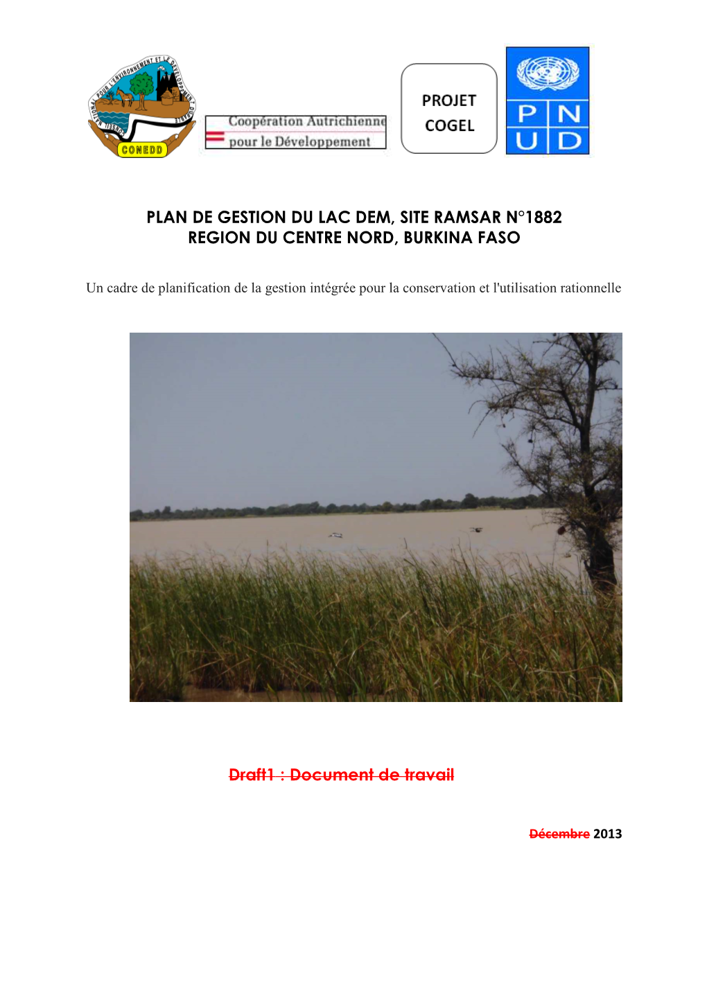 Plan De Gestion Du Lac Dem, Site Ramsar N°1882 Region Du Centre Nord, Burkina Faso