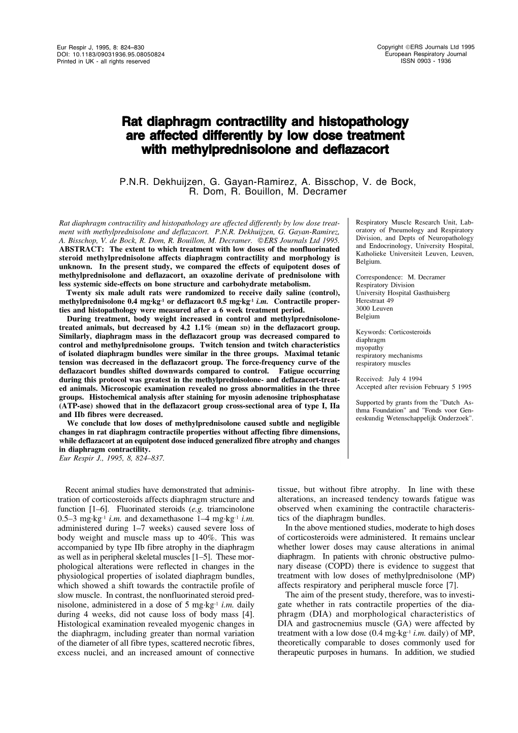 Rat Diaphragm Contractility and Histopathology Are Affected Differently by Low Dose Treatment with Methylprednisolone and Deflazacort