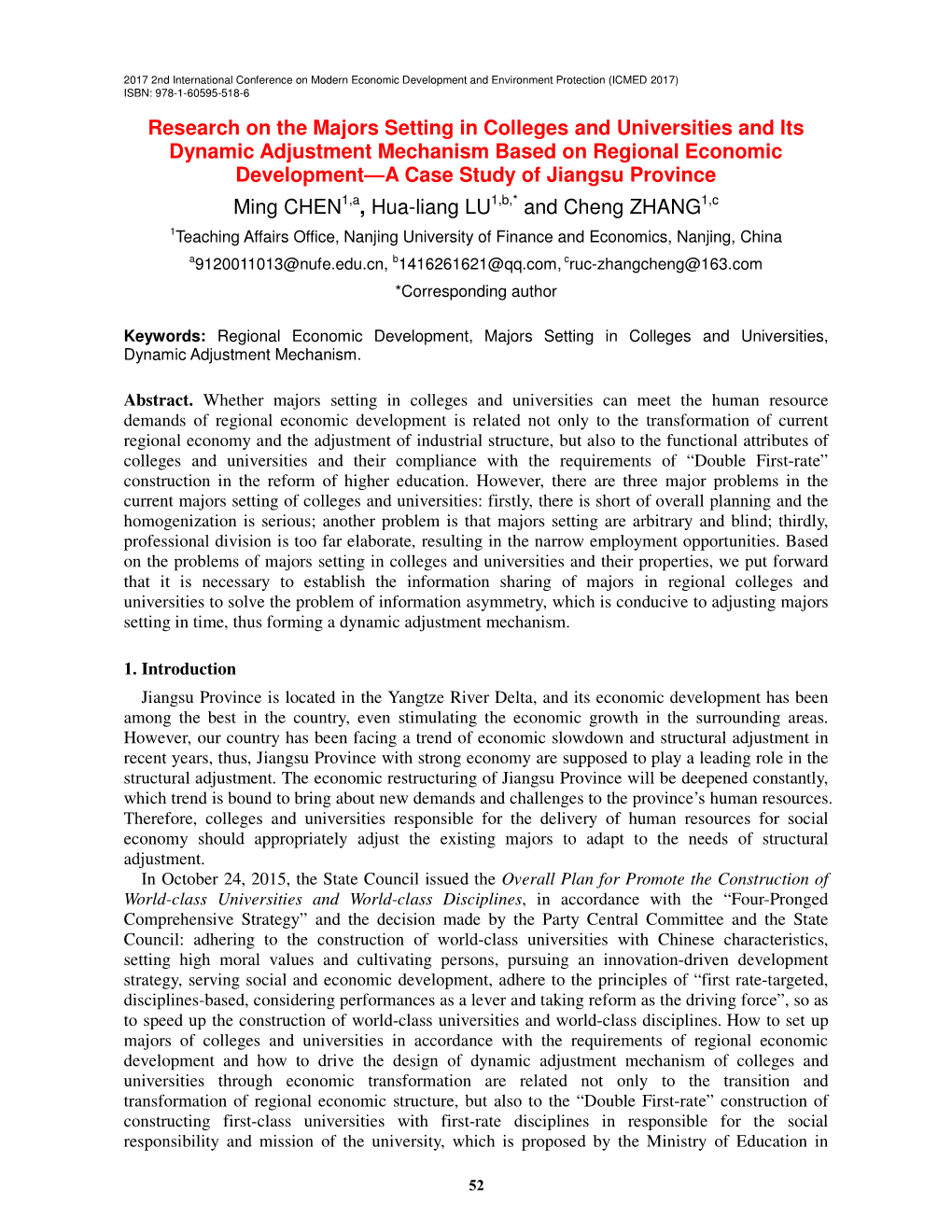 Research on the Majors Setting in Colleges and Universities and Its Dynamic Adjustment Mechanism Based on Regional Economic Deve