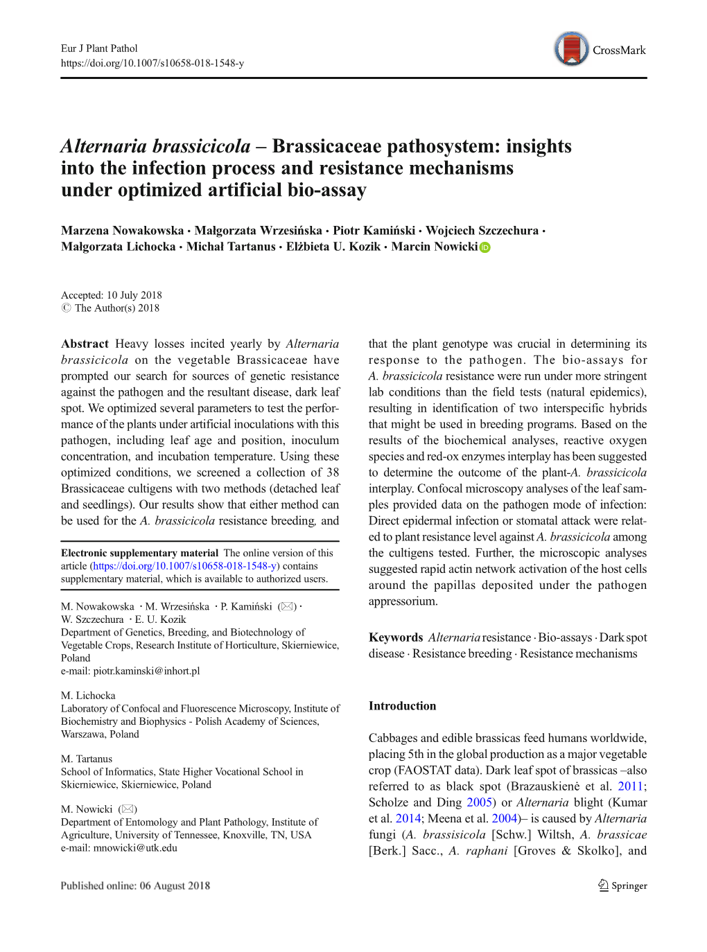 Alternaria Brassicicola – Brassicaceae Pathosystem: Insights Into the Infection Process and Resistance Mechanisms Under Optimized Artificial Bio-Assay