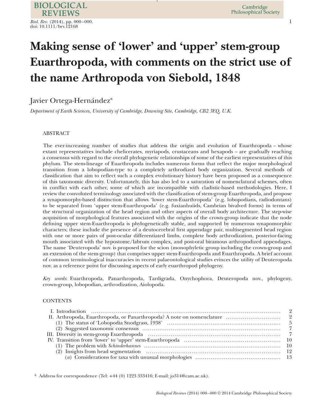 Upper' Stem-Group Euarthropoda, With