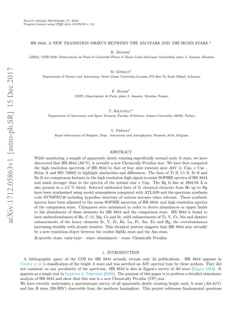 Arxiv:1712.05863V1 [Astro-Ph.SR]