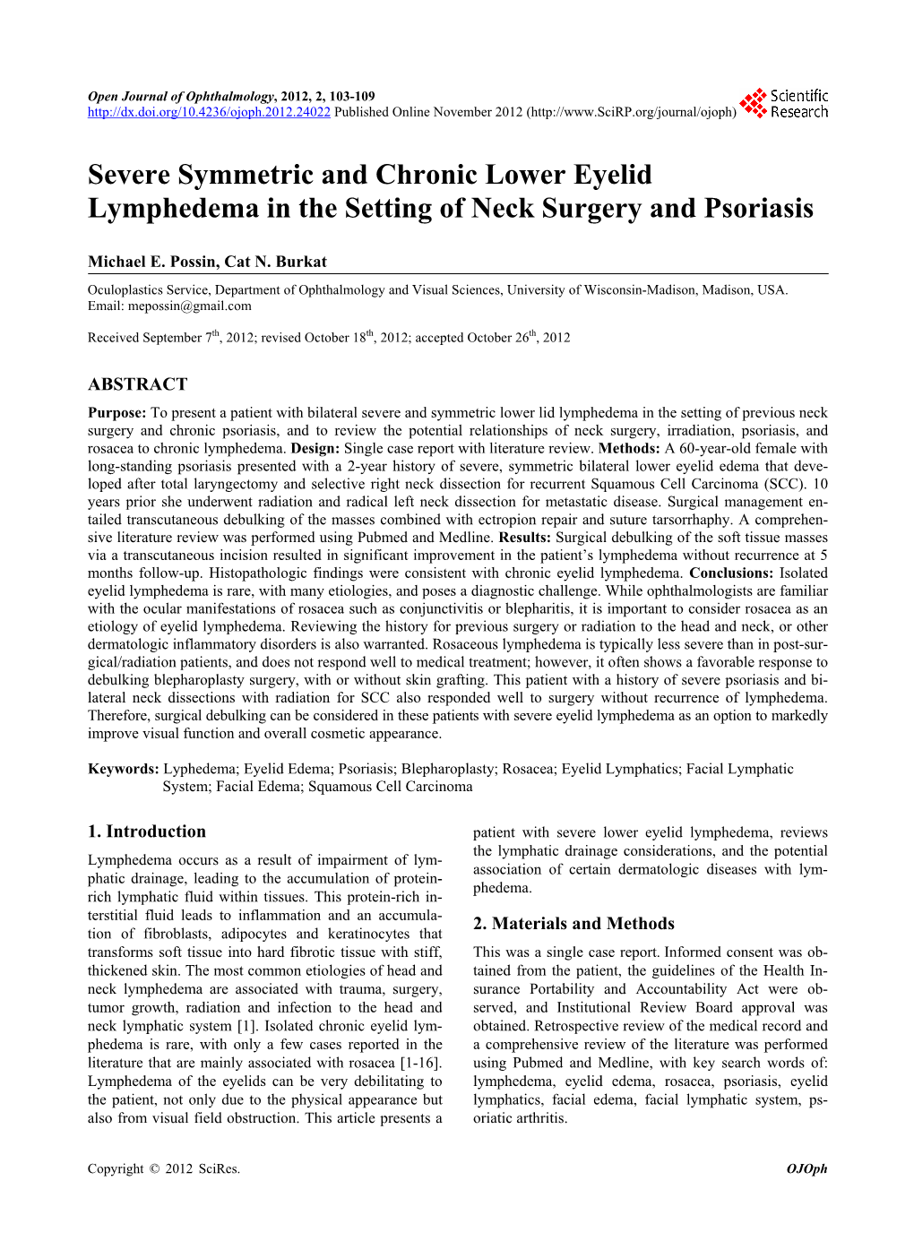 Severe Symmetric and Chronic Lower Eyelid Lymphedema in the Setting of Neck Surgery and Psoriasis