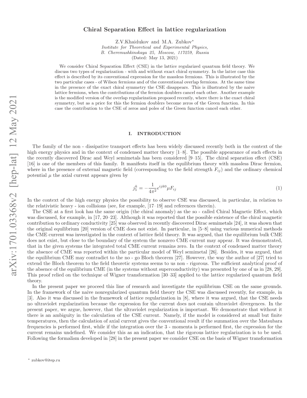 Arxiv:1701.03368V2 [Hep-Lat] 12 May 2021 Hspofrle Ntetcnqeo Inrtasomto [30–33] Transformation Wigner of Technique Supercon the Without U Theory