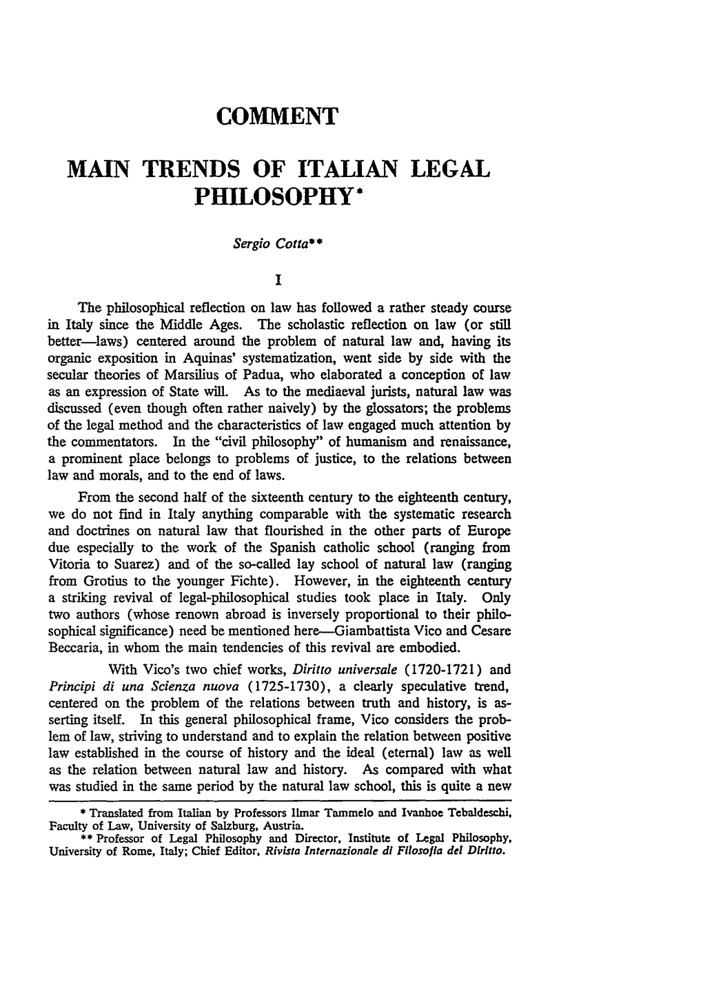 Comment Main Trends of Italian Legal Philosophy