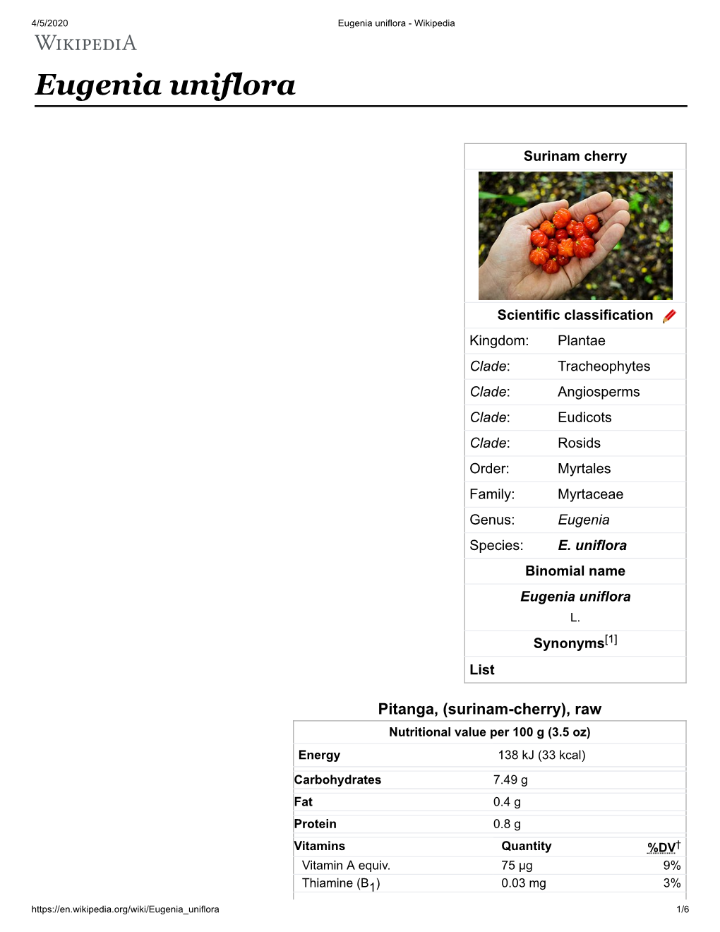 Eugenia Uniflora – Wikipedia