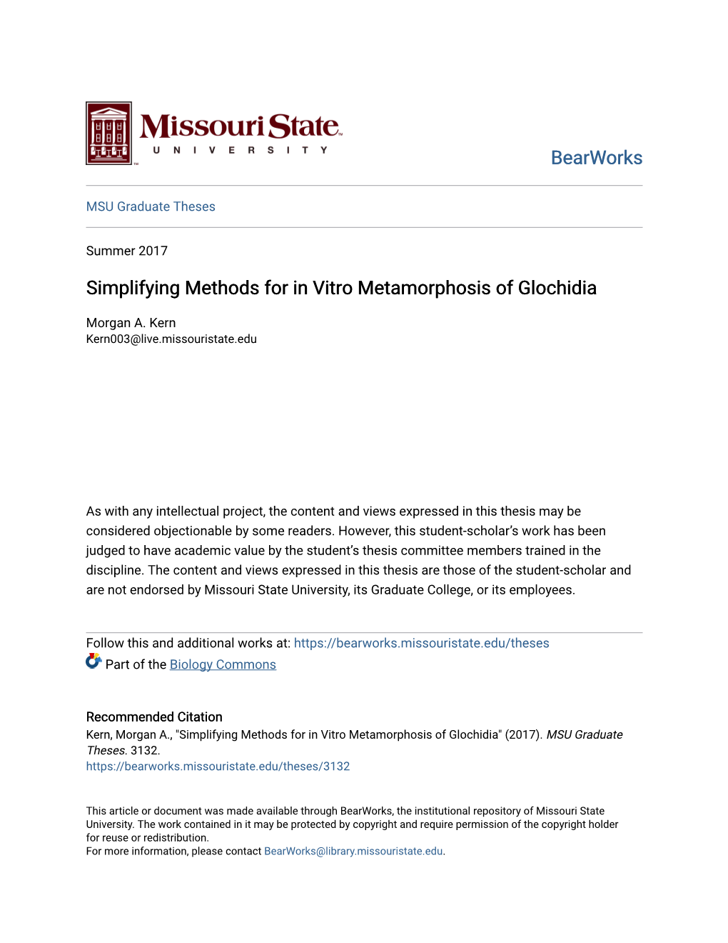 Simplifying Methods for in Vitro Metamorphosis of Glochidia