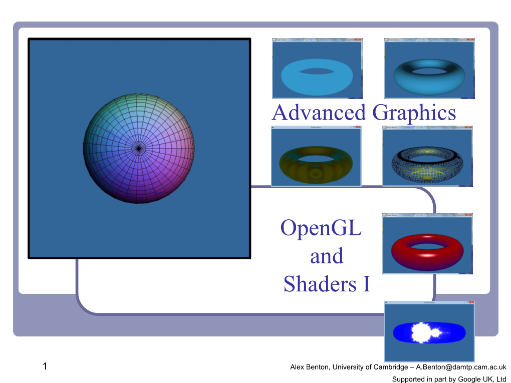 Advanced Graphics Opengl and Shaders I