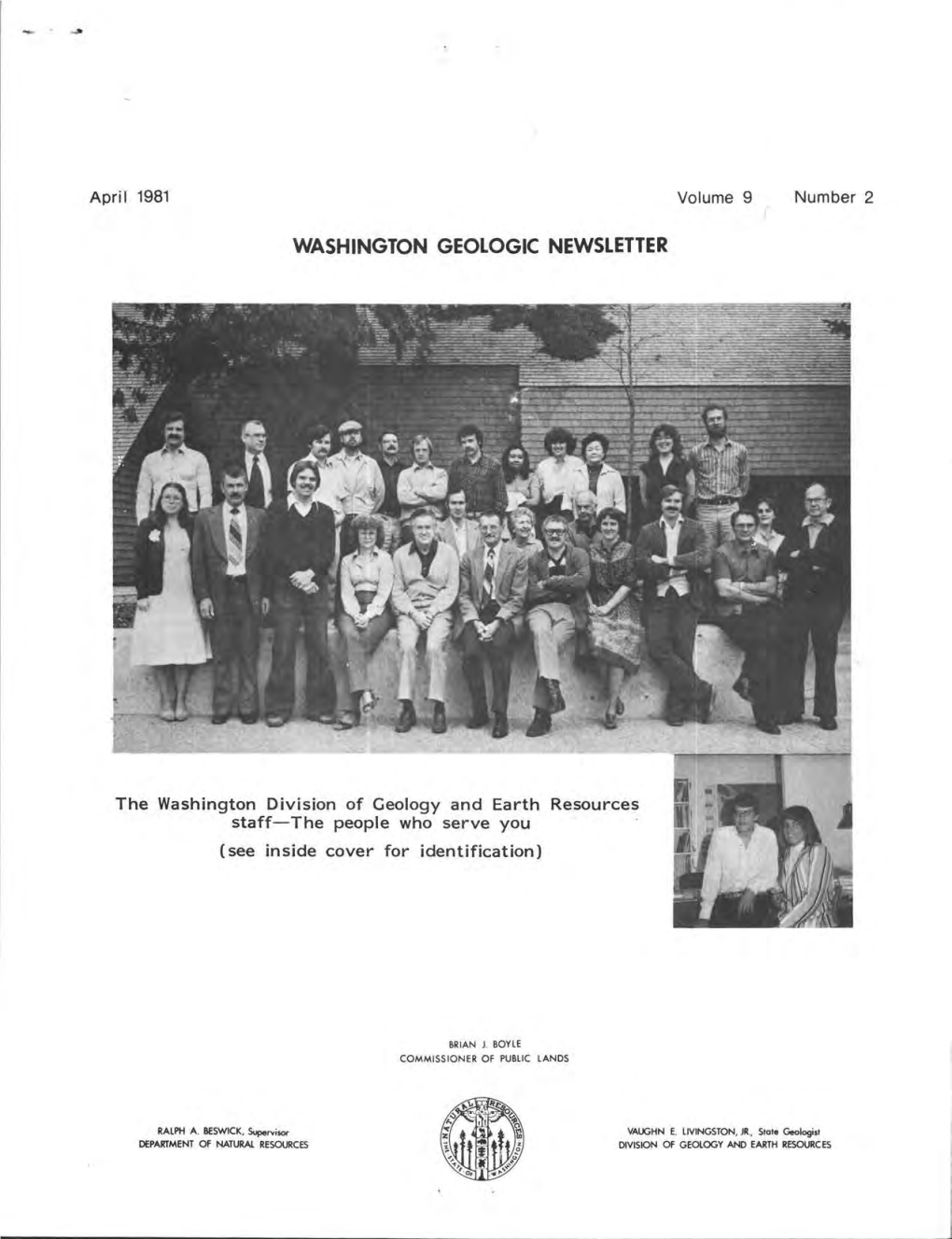 (Washington Geology), V. 9, No. 2, April 1981