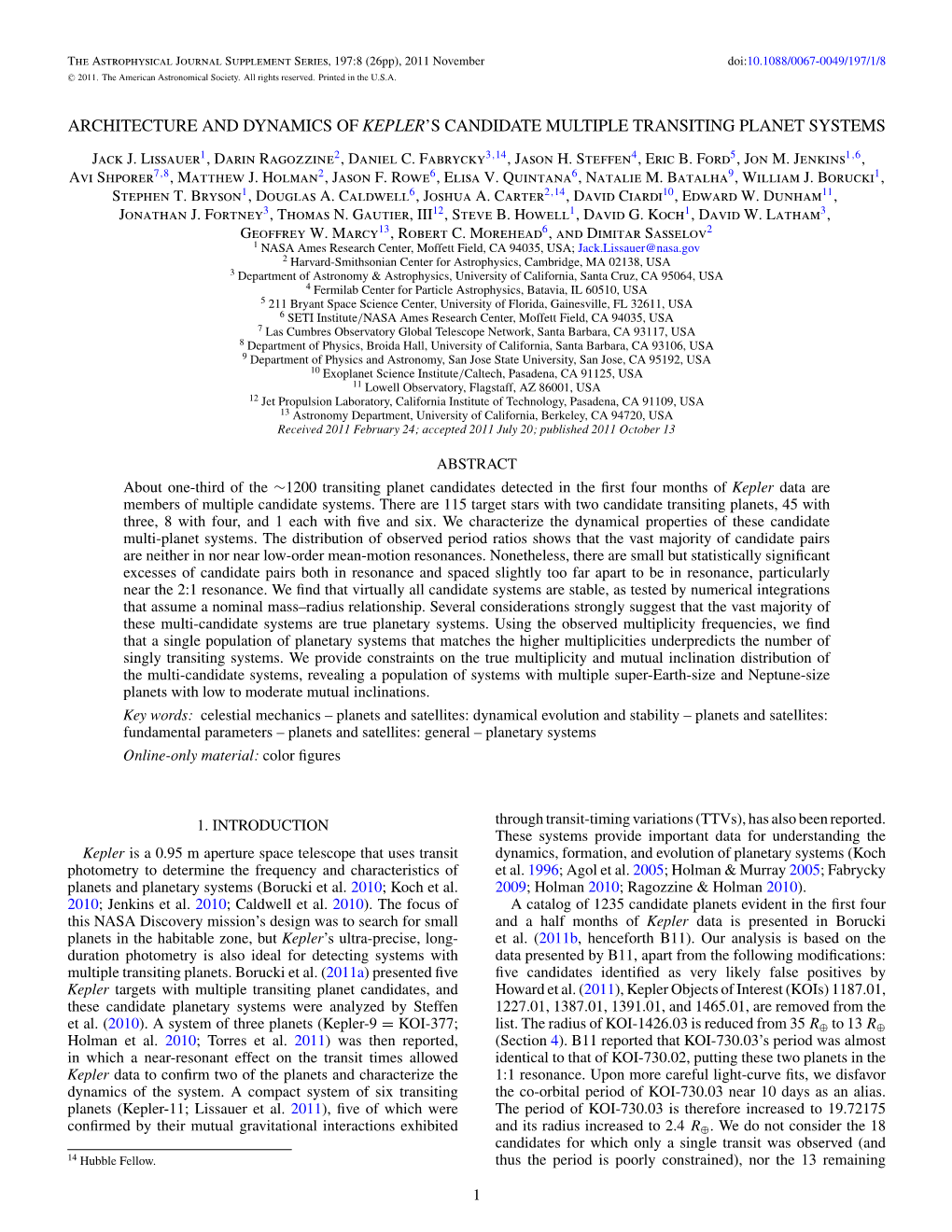 Architecture and Dynamics of Kepler's Candidate