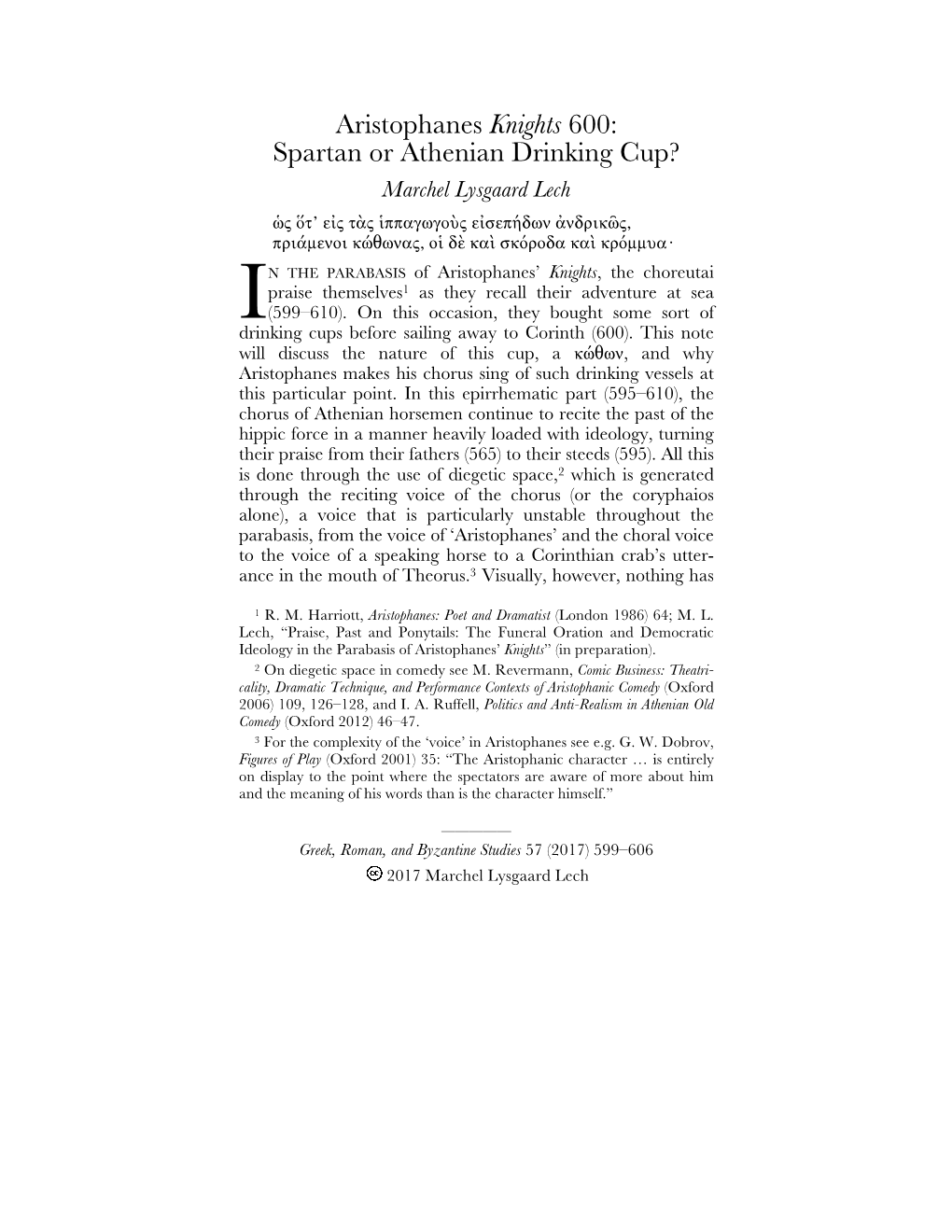 Aristophanes Knights 600: Spartan Or Athenian Drinking Cup?