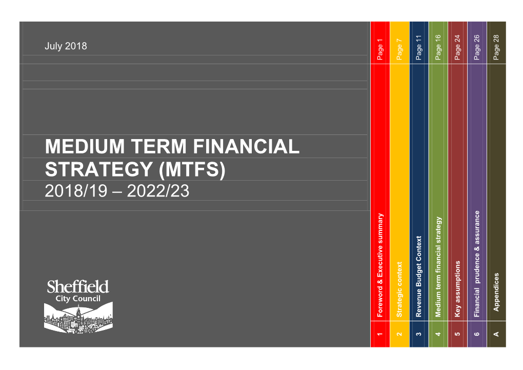Medium Term Financial Strategy (Mtfs) 2018/19 – 2022/23