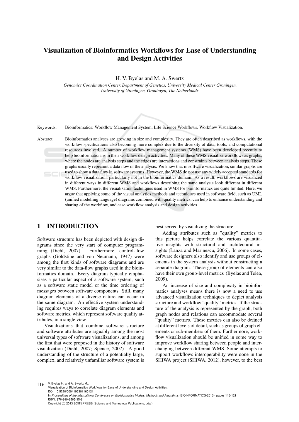 Visualization of Bioinformatics Workflows for Ease of Understanding and Design Activities