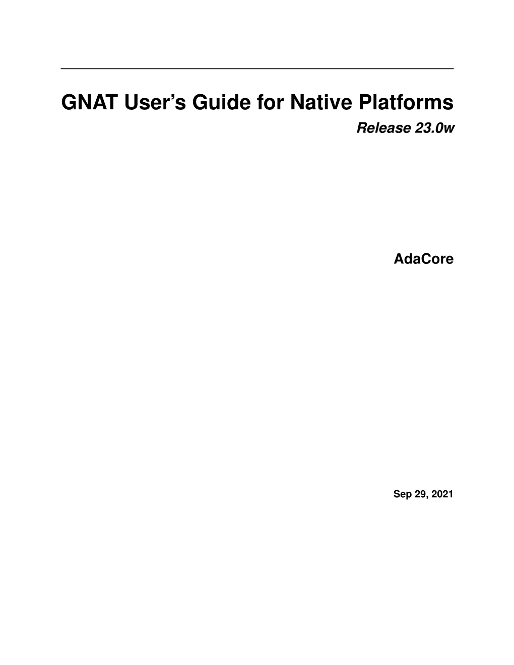 GNAT User's Guide for Native Platforms