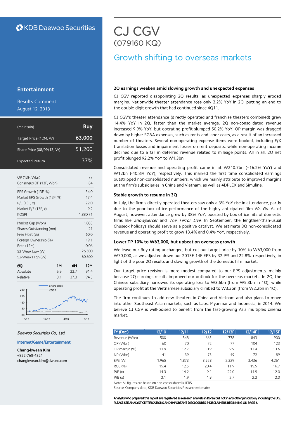 CJ CGV (079160 KQ) Growth Shifting to Overseas Markets