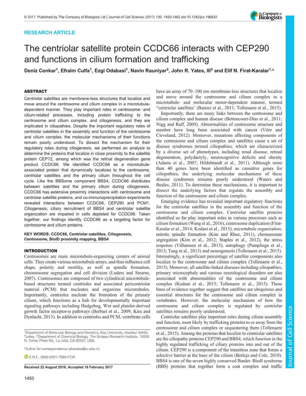 The Centriolar Satellite Protein CCDC66 Interacts with CEP290