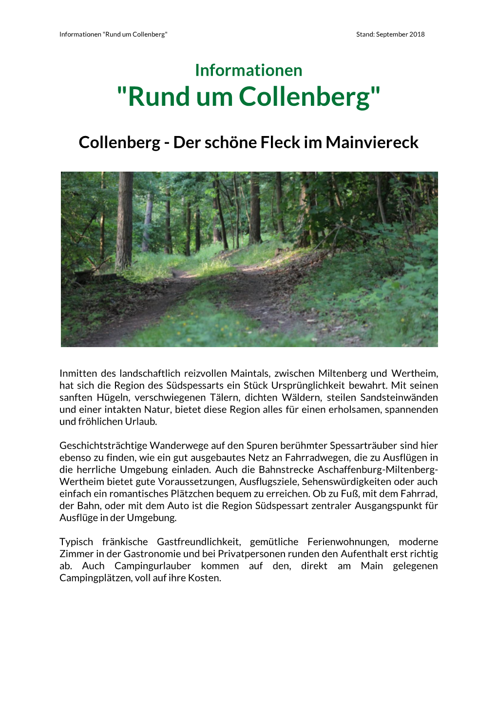 "Rund Um Collenberg" Stand: September 2018