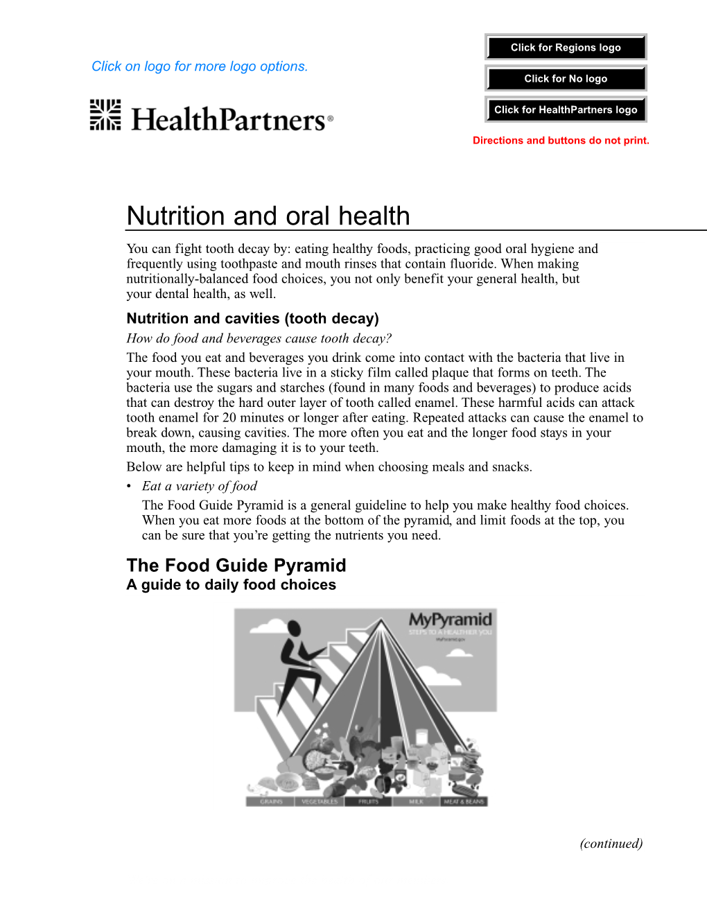 Nutrition and Oral Health