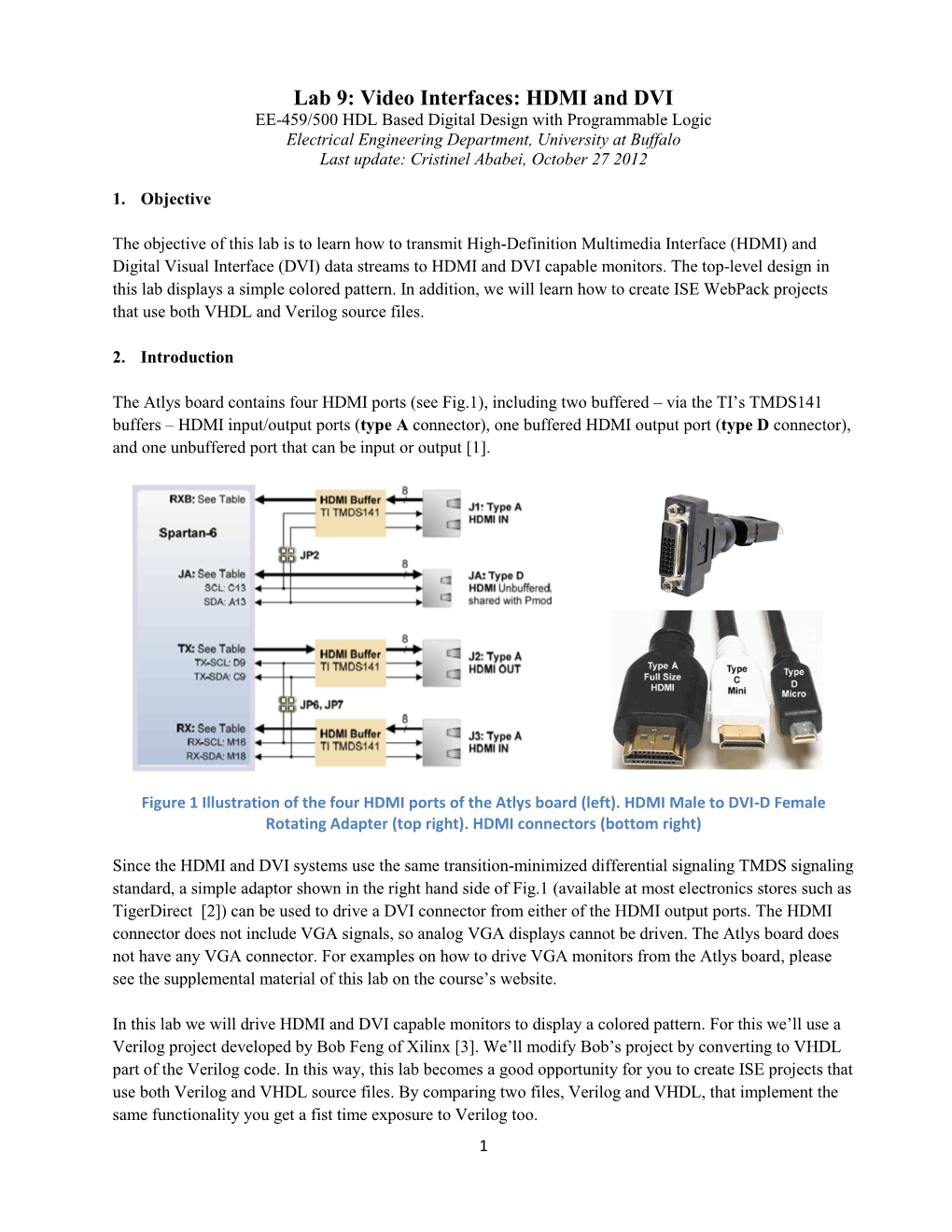 Lab 9: Video Interfaces: HDMI And