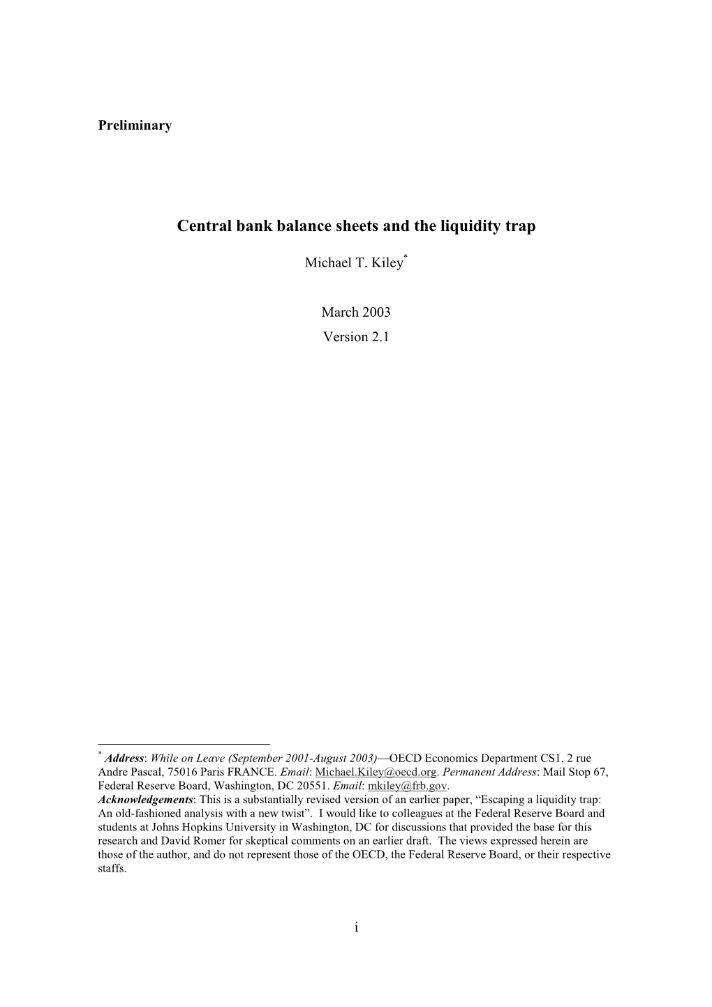 Central Bank Balance Sheets and the Liquidity Trap