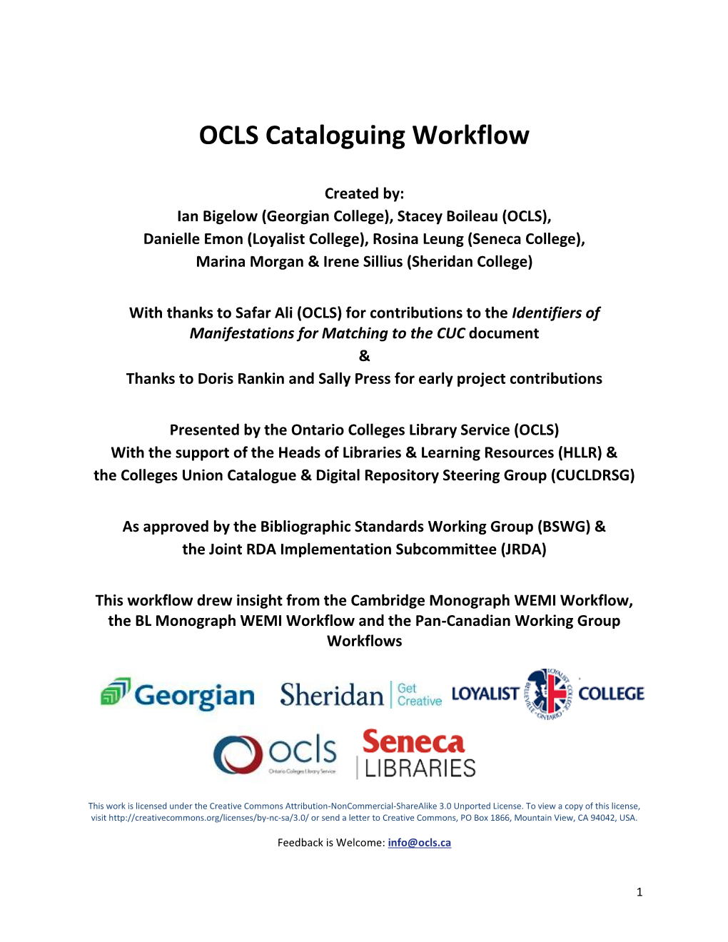 OCLS Cataloguing Workflow
