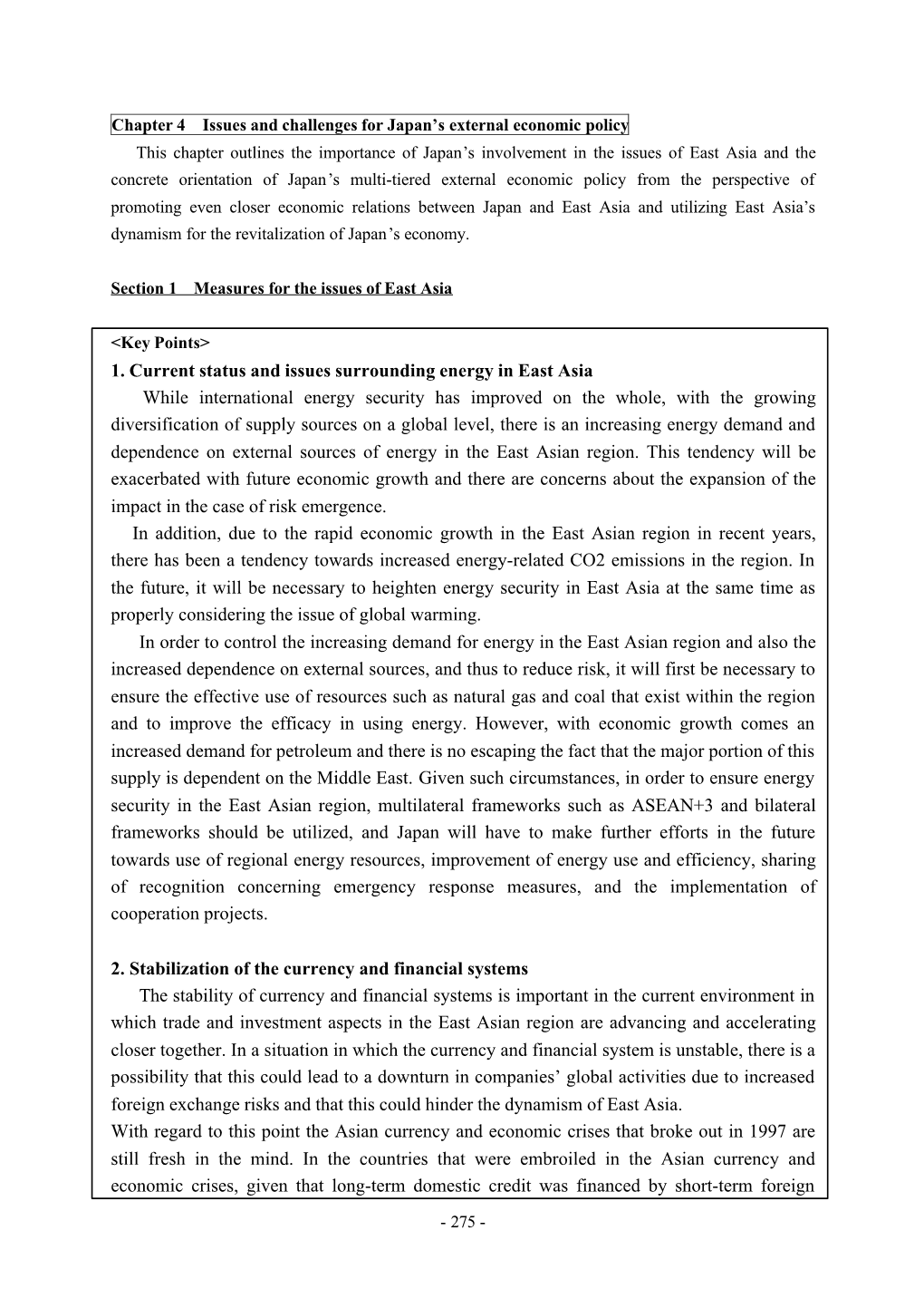 1. Current Status and Issues Surrounding Energy in East Asia