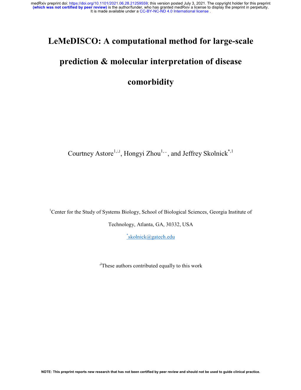 Lemedisco: a Computational Method for Large-Scale