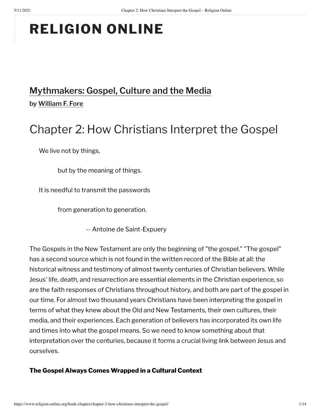 How Christians Interpret the Gospel – Religion Online RELIGION ONLINE