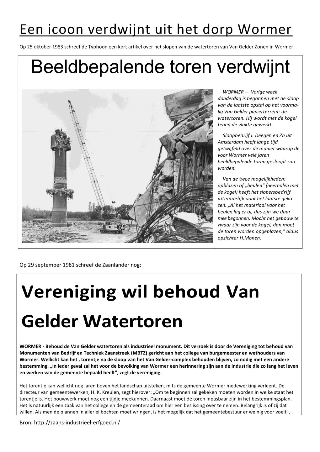 Vereniging Wil Behoud Van Gelder Watertoren