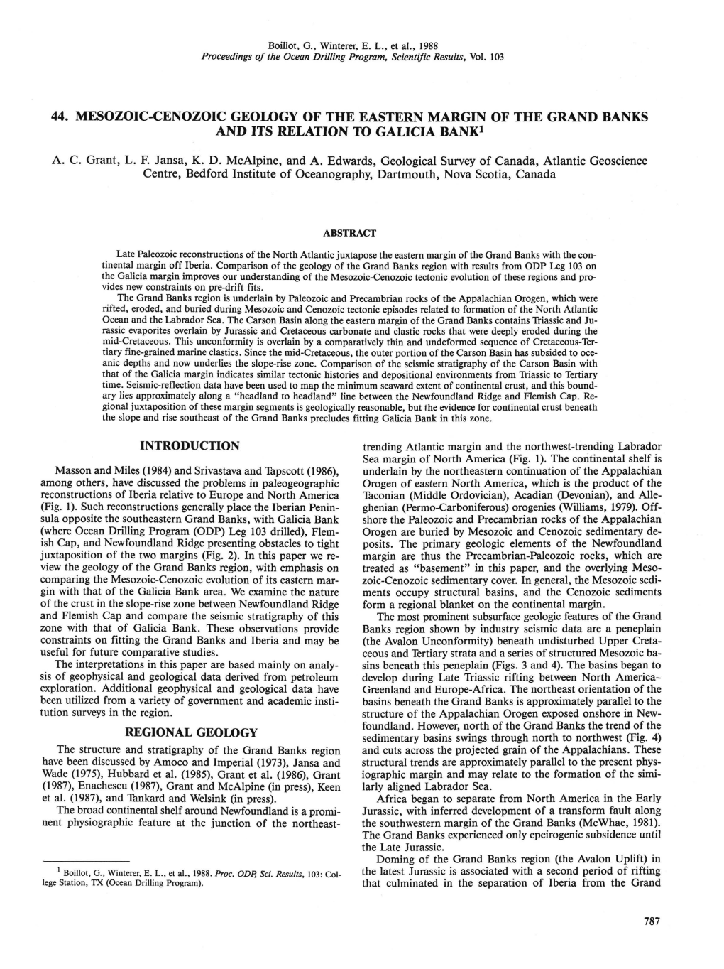 44. Mesozoic-Cenozoic Geology of the Eastern Margin of the Grand Banks and Its Relation to Galicia Bank1