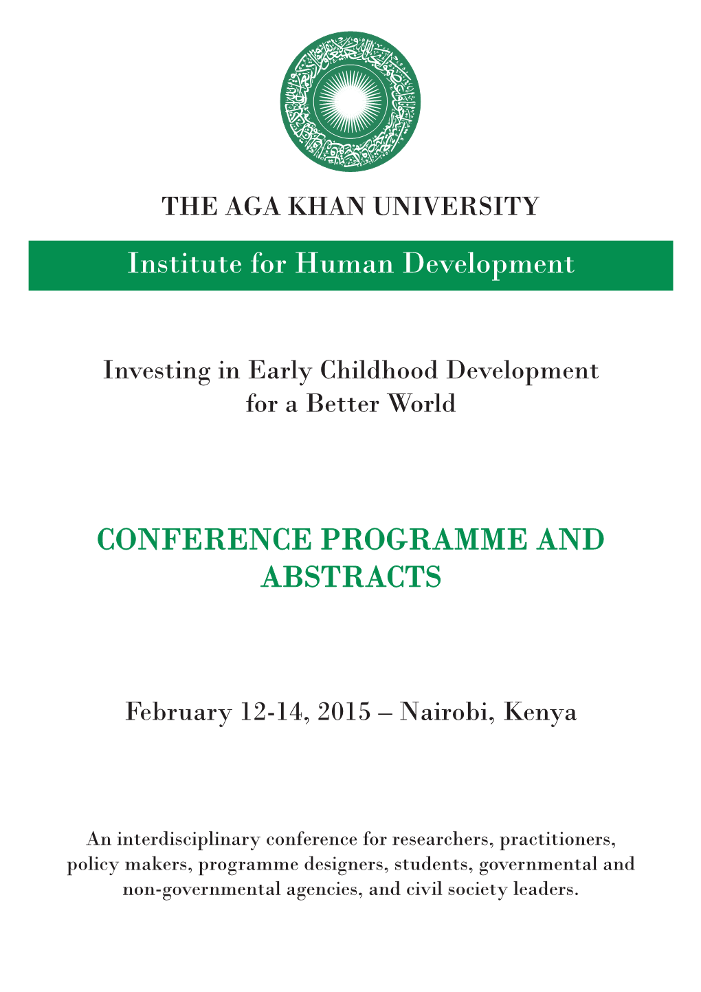 CONFERENCE PROGRAMME and ABSTRACTS Institute for Human