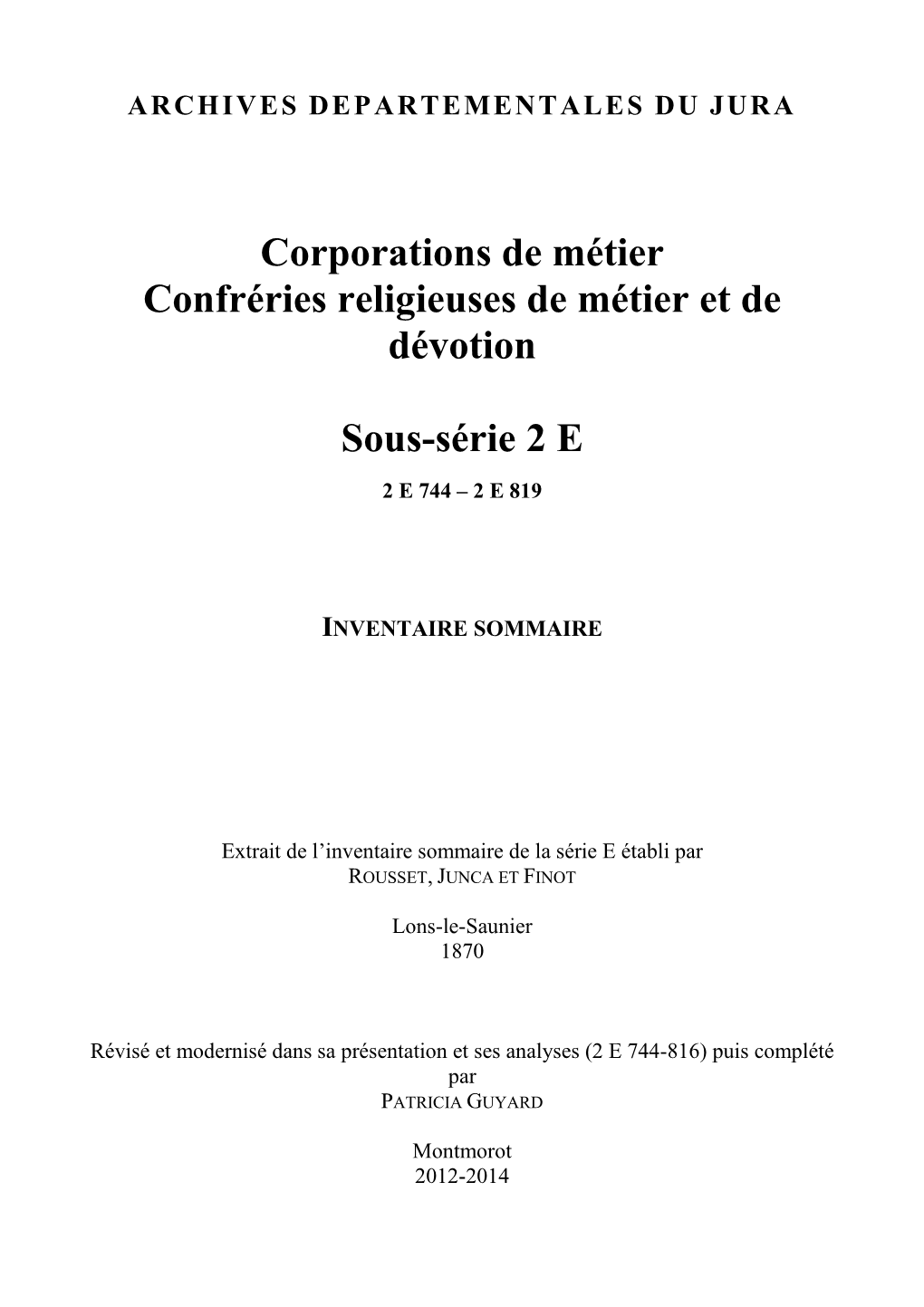 Corporations De Métier Confréries Religieuses De Métier Et De Dévotion