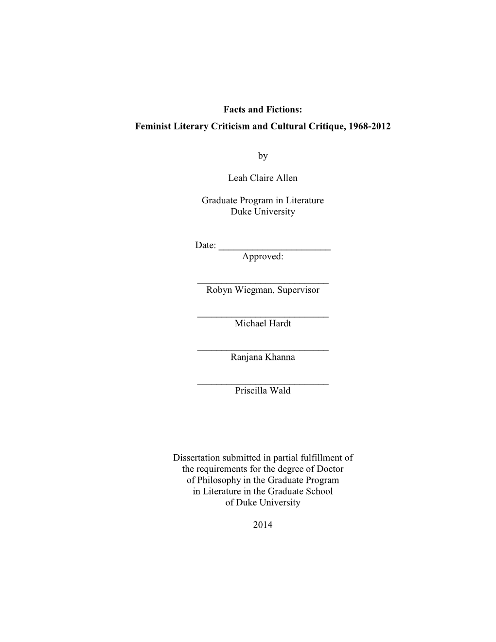 Duke University Dissertation Template