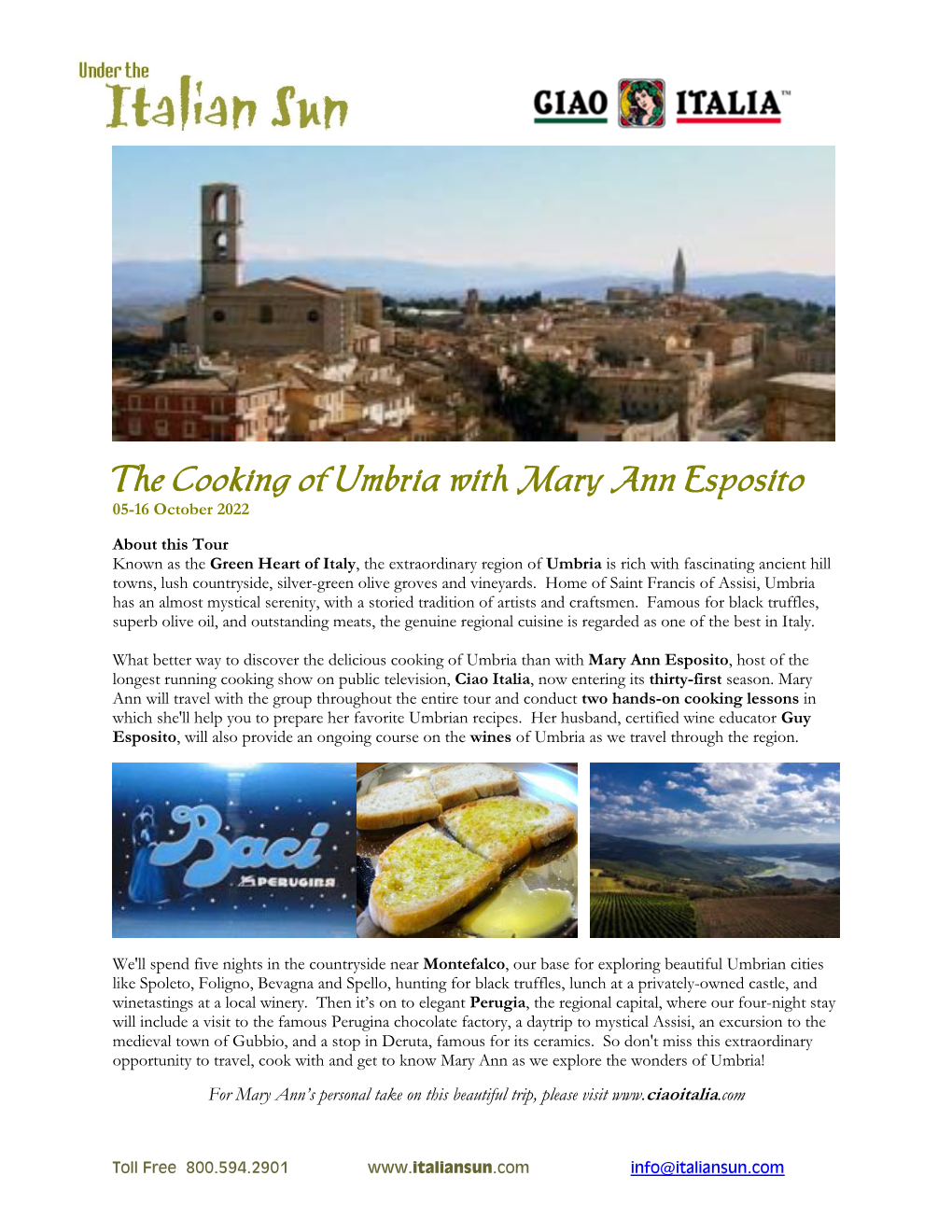 The Cooking of Umbria with Mary Ann Esposito 05-16 October 2022